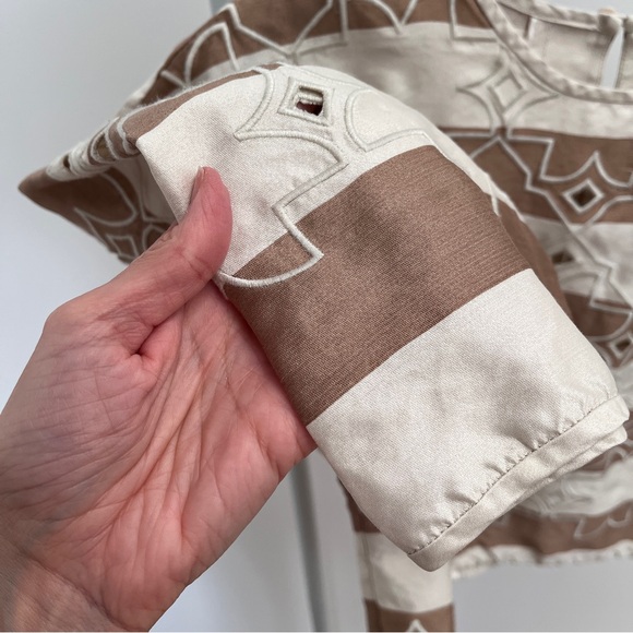 Tibi 100% silk striped embroidered top XS button back blouse stripes embroidery - Picture 4 of 9